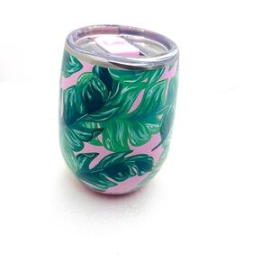 Swig Life 12 Oz Stemless Stainless Steel Cup Pink Artisan Green Palms